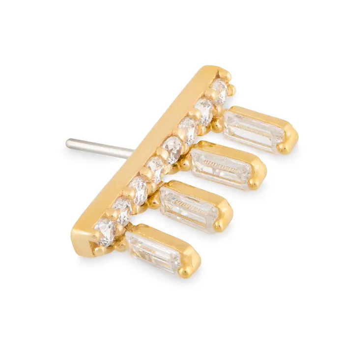 Tilum Vibrators Tilum 14kt Yellow Gold Jeweled Doric Columns Threadless Top Price Per 1