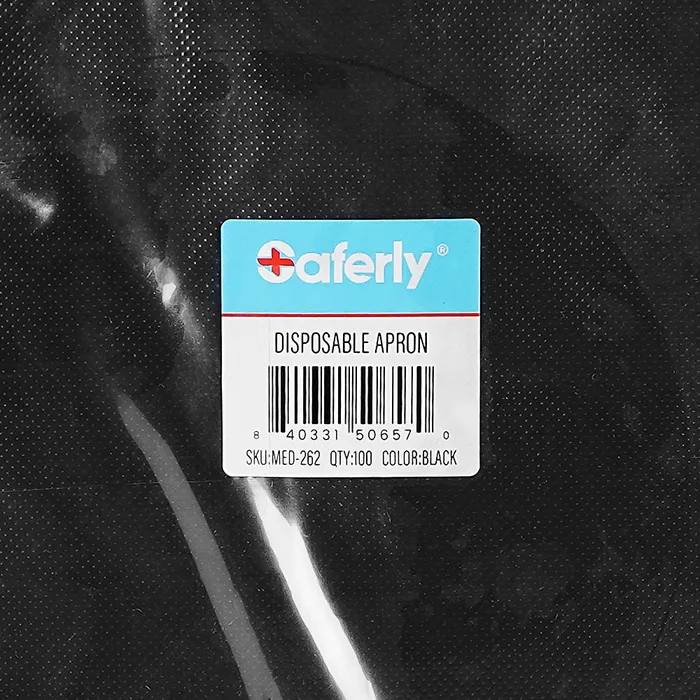USA Anal Saferly Disposable Black Aprons Pack of 100