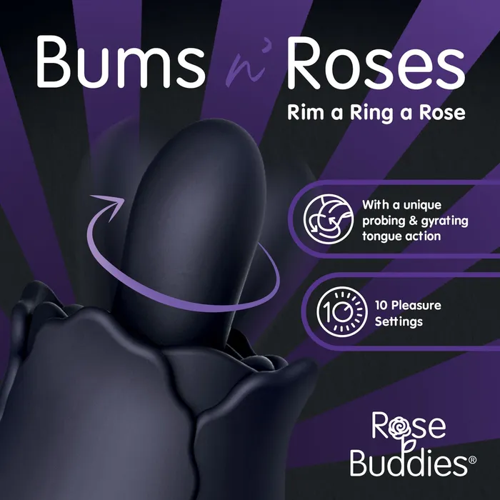 Vibrators Bums and Roses Powerful Rimming Tongue Vibrator Black Creative Conceptions