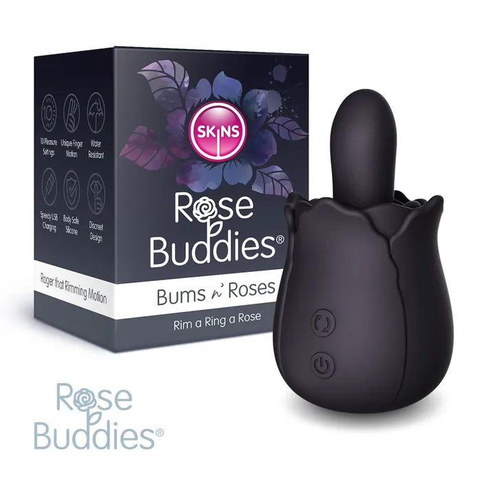 Vibrators Bums and Roses Powerful Rimming Tongue Vibrator Black Creative Conceptions