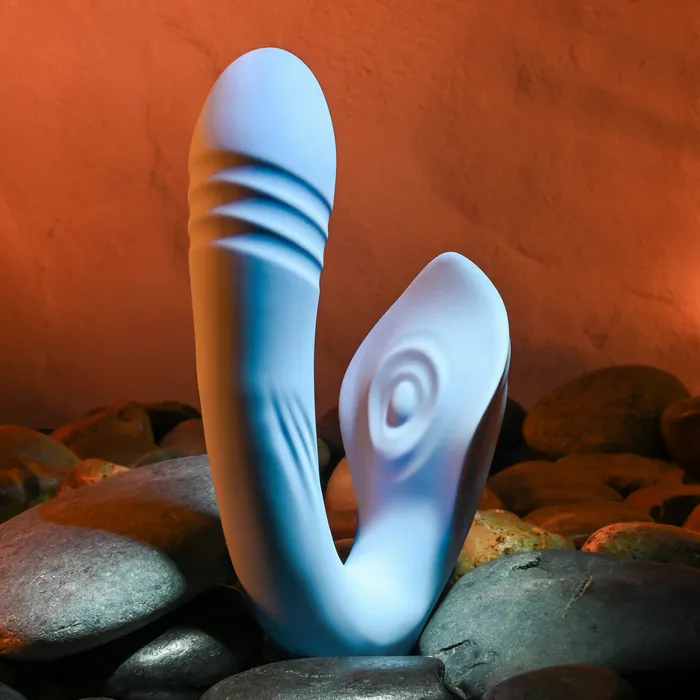Vibrators Evolved Novelties Tap and Thrust Hands Free Clit and GSpot Thrusting Vibrator