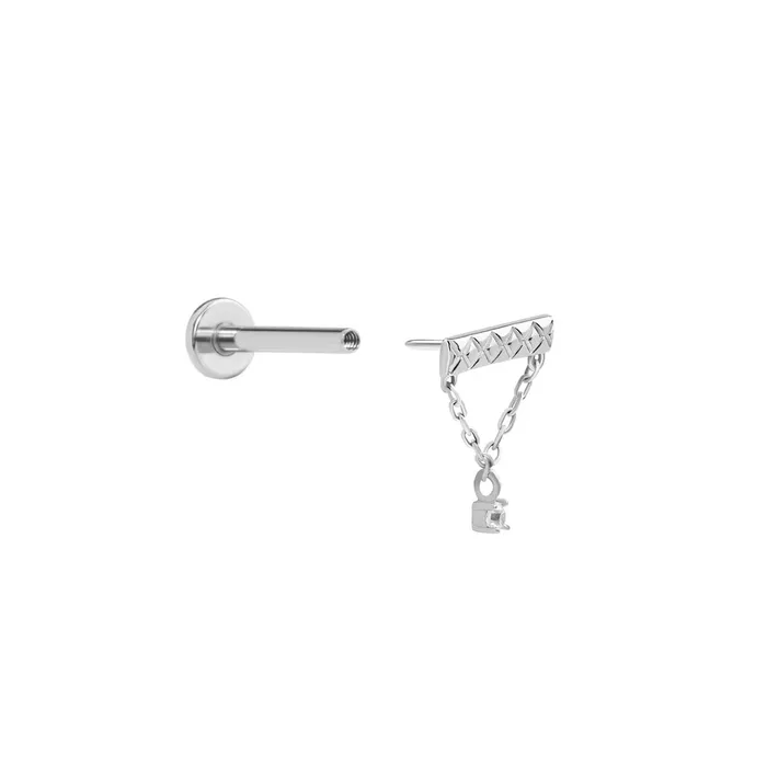 Vibrators Painful Pleasures Tilum Continuous Chained Bar 14kt White Gold Threadless Top Price Per 1