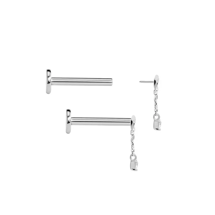 Vibrators Painful Pleasures Tilum Continuous Chained Bar 14kt White Gold Threadless Top Price Per 1