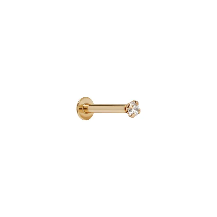 Vibrators USA 16g Crystal and Yellow Gold Push Pop Threadless Labret Jewelry