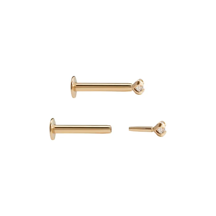 Vibrators USA 16g Crystal and Yellow Gold Push Pop Threadless Labret Jewelry