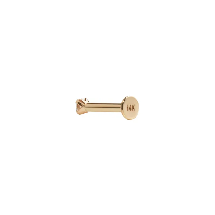 Vibrators USA 16g Crystal and Yellow Gold Push Pop Threadless Labret Jewelry