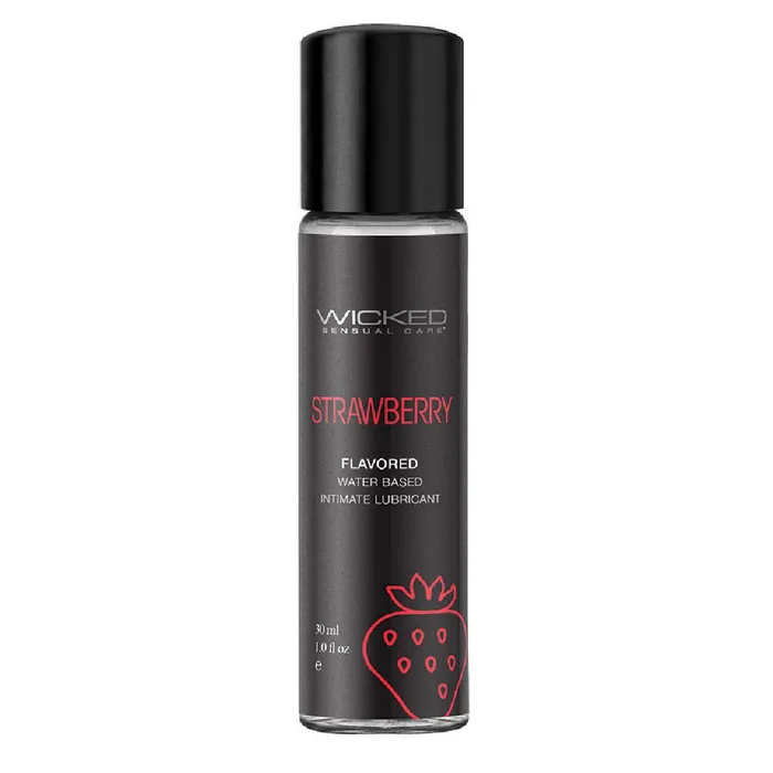 Wicked Lubes Sexual Health Wellbeing Wicked Aqua Mini Strawberry Flavored Water Based Lubricant 1 oz Wicked Lubes Sexual Health Wellbeing Wicked Aqua Mini Strawberry Flavored Water Based Lubricant 1 oz