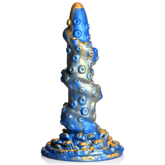 XR Brands Anal Lord Kraken Blue and Gold 85 Inch Silicone Dildo