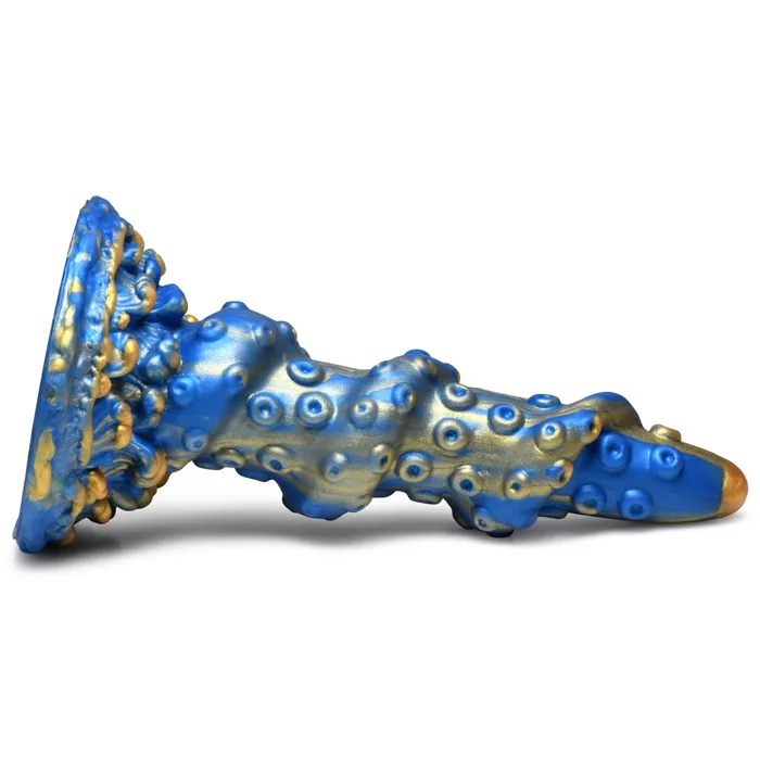XR Brands Anal Lord Kraken Blue and Gold 85 Inch Silicone Dildo