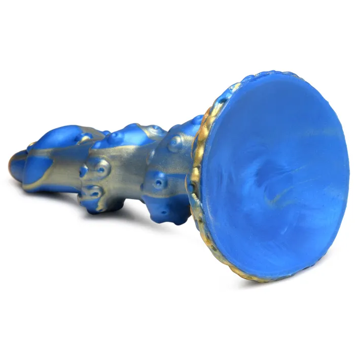 XR Brands Anal Lord Kraken Blue and Gold 85 Inch Silicone Dildo