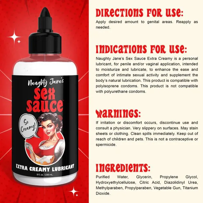 XR Brands Sexual Health Wellbeing Naughty Janes Creamy Cum Sex Sauce Lubricant 8oz